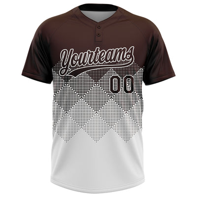 Custom Brown White 3D Gradient Square Shape Two-Button Unisex Softball Jersey