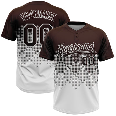 Custom Brown White 3D Gradient Square Shape Two-Button Unisex Softball Jersey