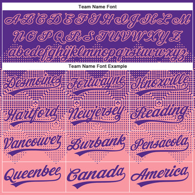 Custom Purple Medium Pink 3D Gradient Square Shape Two-Button Unisex Softball Jersey