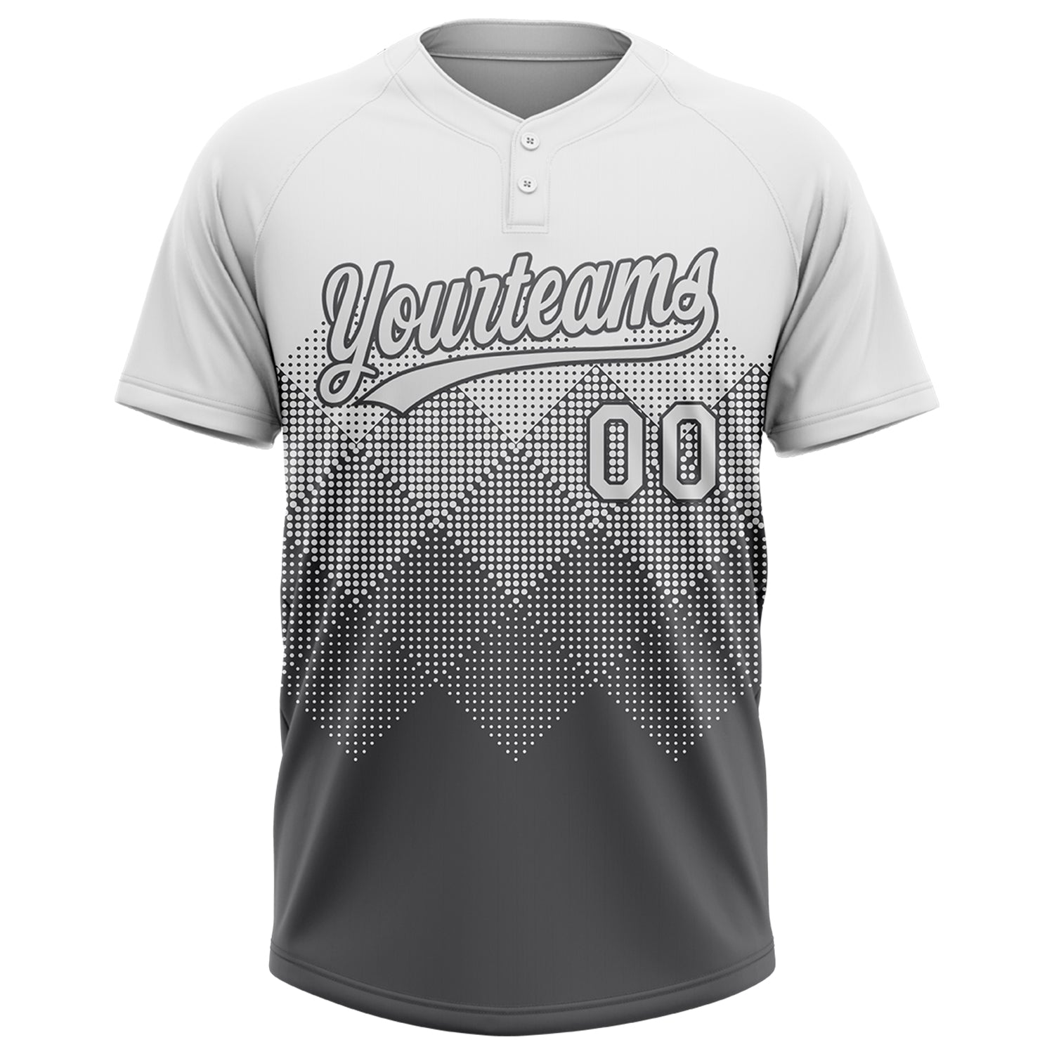 Custom White Steel Gray 3D Gradient Square Shape Two-Button Unisex Softball Jersey