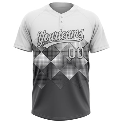 Custom White Steel Gray 3D Gradient Square Shape Two-Button Unisex Softball Jersey