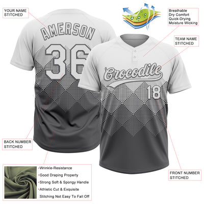 Custom White Steel Gray 3D Gradient Square Shape Two-Button Unisex Softball Jersey