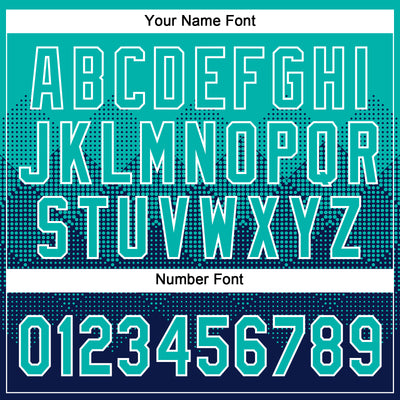 Custom Aqua Navy-White 3D Gradient Square Shape Two-Button Unisex Softball Jersey