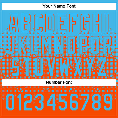 Custom Sky Blue Orange 3D Gradient Square Shape Two-Button Unisex Softball Jersey