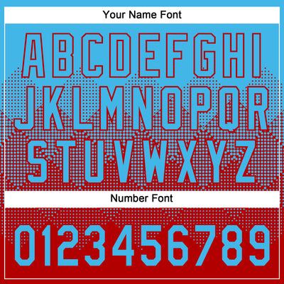 Custom Sky Blue Red 3D Gradient Square Shape Two-Button Unisex Softball Jersey