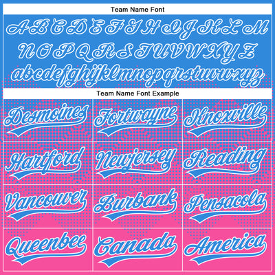 Custom Electric Blue Pink-White 3D Gradient Square Shape Two-Button Unisex Softball Jersey