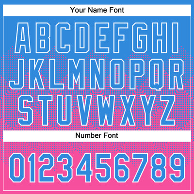 Custom Electric Blue Pink-White 3D Gradient Square Shape Two-Button Unisex Softball Jersey