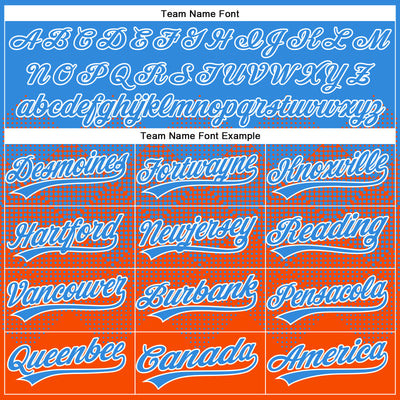 Custom Electric Blue Orange-White 3D Gradient Square Shape Two-Button Unisex Softball Jersey
