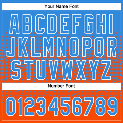 Custom Electric Blue Orange-White 3D Gradient Square Shape Two-Button Unisex Softball Jersey