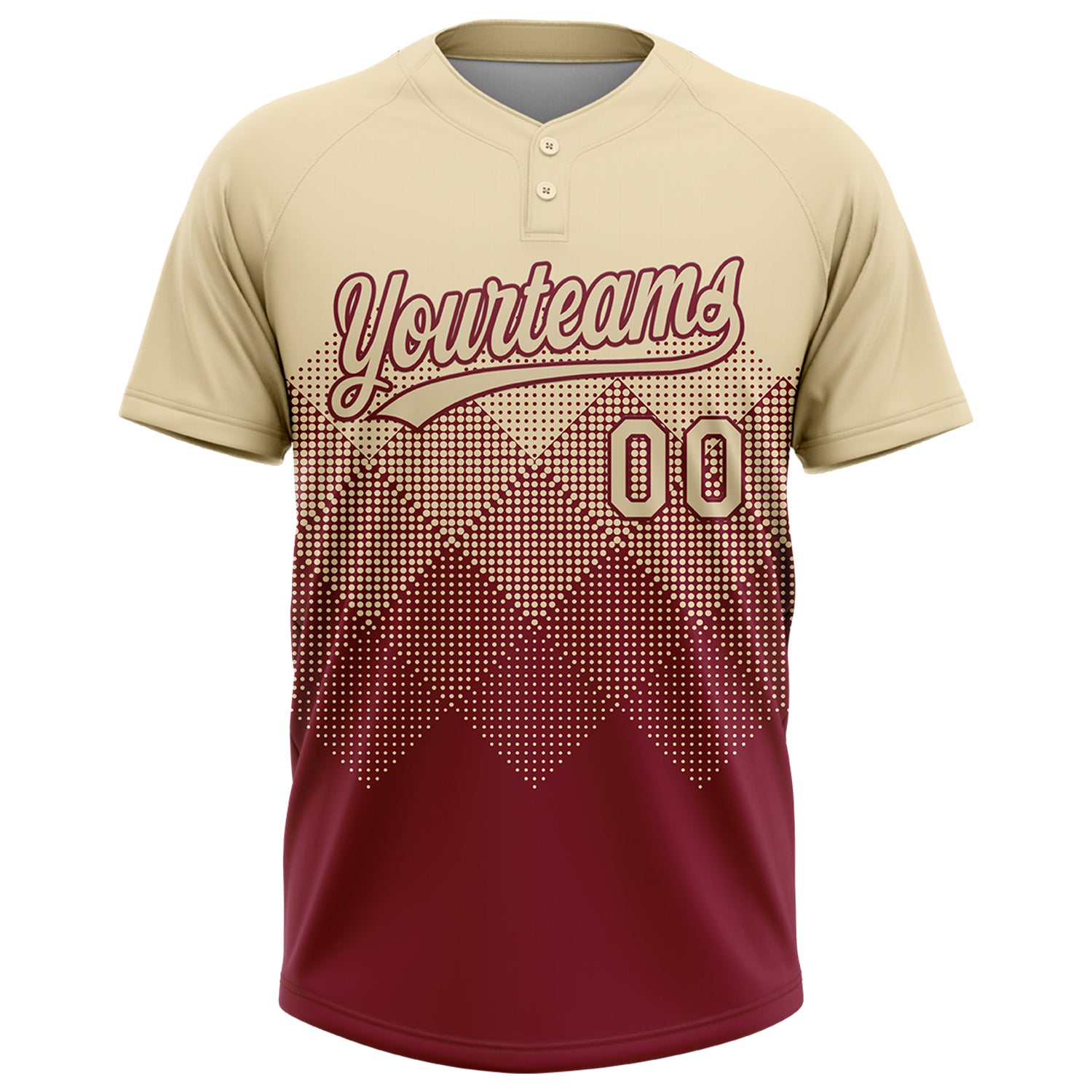 Custom Cream Crimson 3D Gradient Square Shape Two-Button Unisex Softball Jersey