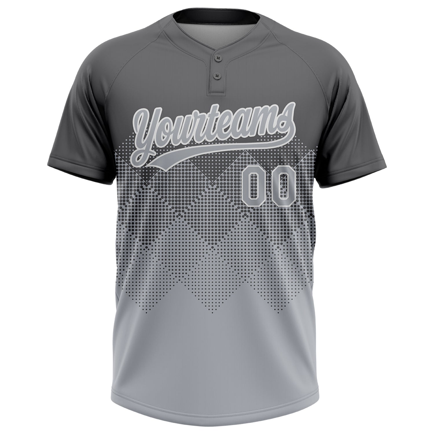 Custom Steel Gray Gray-White 3D Gradient Square Shape Two-Button Unisex Softball Jersey
