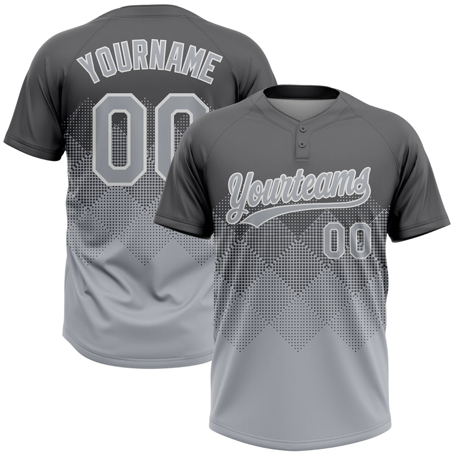 Custom Steel Gray Gray-White 3D Gradient Square Shape Two-Button Unisex Softball Jersey