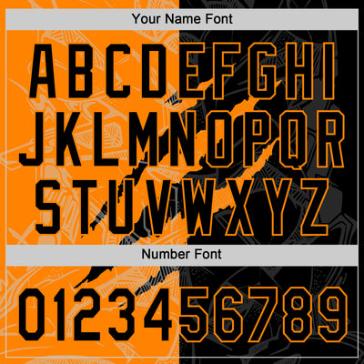 Custom Graffiti Pattern Black-Bay Orange 3D Scratch Two-Button Unisex Softball Jersey