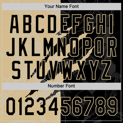 Custom Graffiti Pattern Black-Vegas Gold 3D Scratch Two-Button Unisex Softball Jersey