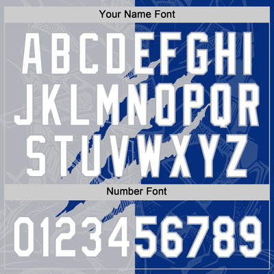 Custom Graffiti Pattern White Royal-Gray 3D Scratch Two-Button Unisex Softball Jersey