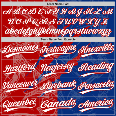 Custom Graffiti Pattern White Royal-Red 3D Scratch Two-Button Unisex Softball Jersey