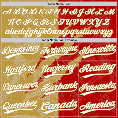 Custom Graffiti Pattern White Red-Old Gold 3D Scratch Two-Button Unisex Softball Jersey
