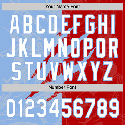 Custom Graffiti Pattern White Red-Light Blue 3D Scratch Two-Button Unisex Softball Jersey