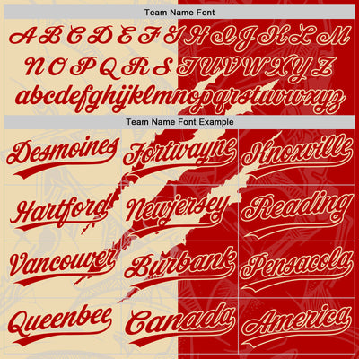 Custom Graffiti Pattern Red-Cream 3D Scratch Two-Button Unisex Softball Jersey