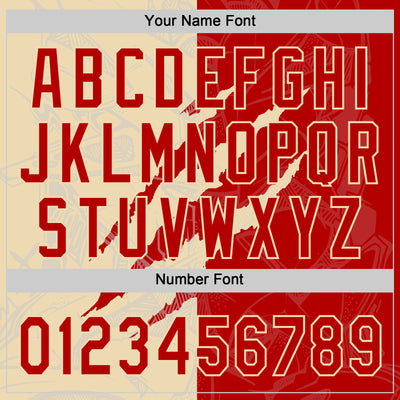 Custom Graffiti Pattern Red-Cream 3D Scratch Two-Button Unisex Softball Jersey