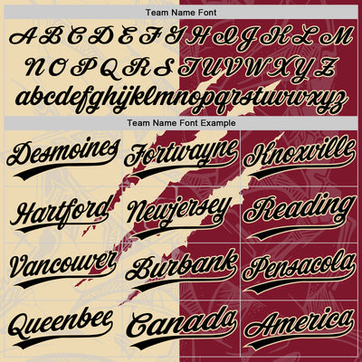 Custom Graffiti Pattern Black Crimson-Cream 3D Scratch Two-Button Unisex Softball Jersey