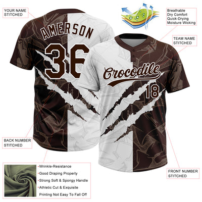 Custom Graffiti Pattern Brown-White 3D Scratch Two-Button Unisex Softball Jersey