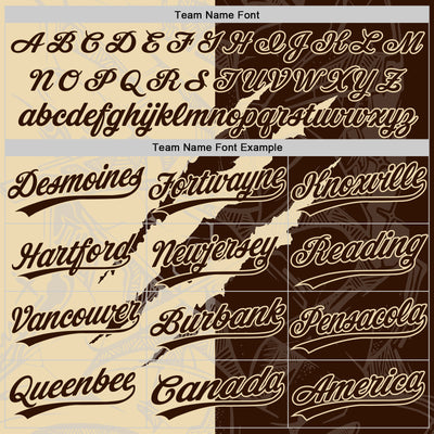 Custom Graffiti Pattern Brown-Cream 3D Scratch Two-Button Unisex Softball Jersey