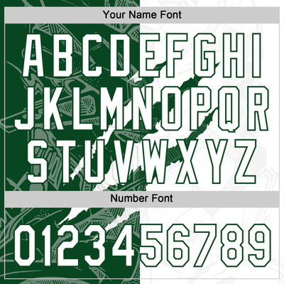 Custom Graffiti Pattern White-Green 3D Scratch Two-Button Unisex Softball Jersey