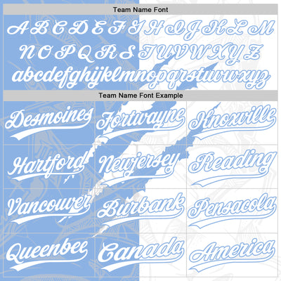 Custom Graffiti Pattern White-Light Blue 3D Scratch Two-Button Unisex Softball Jersey