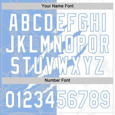 Custom Graffiti Pattern White-Light Blue 3D Scratch Two-Button Unisex Softball Jersey