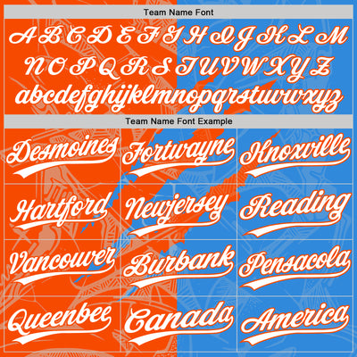 Custom Graffiti Pattern White Electric Blue-Orange 3D Scratch Two-Button Unisex Softball Jersey