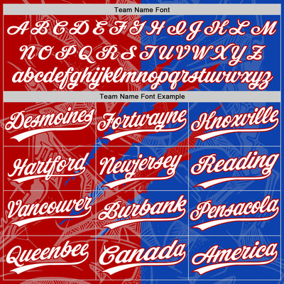 Custom Graffiti Pattern White Thunder Blue-Red 3D Scratch Two-Button Unisex Softball Jersey