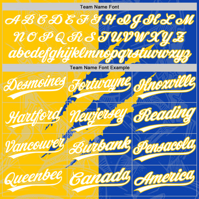 Custom Graffiti Pattern White Thunder Blue-Yellow 3D Scratch Two-Button Unisex Softball Jersey