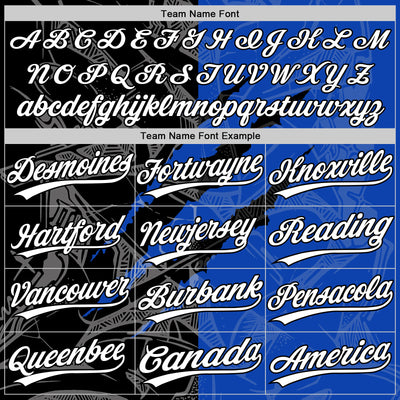 Custom Graffiti Pattern White Thunder Blue-Black 3D Scratch Two-Button Unisex Softball Jersey