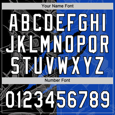 Custom Graffiti Pattern White Thunder Blue-Black 3D Scratch Two-Button Unisex Softball Jersey