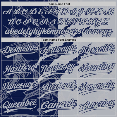 Custom Graffiti Pattern Gray-Navy 3D Scratch Two-Button Unisex Softball Jersey