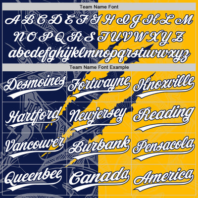 Custom Graffiti Pattern White Gold-Navy 3D Scratch Two-Button Unisex Softball Jersey