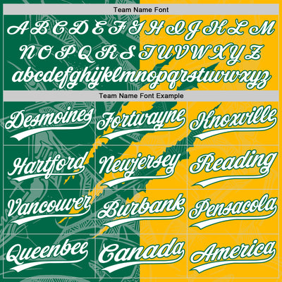 Custom Graffiti Pattern White Gold-Kelly Green 3D Scratch Two-Button Unisex Softball Jersey