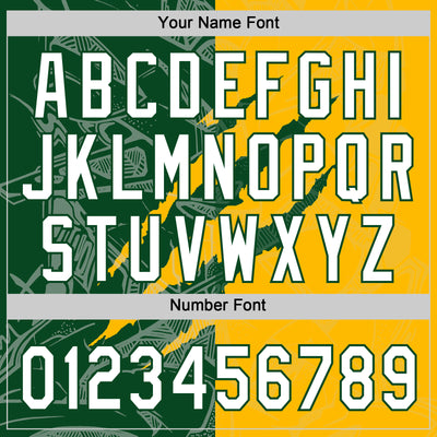 Custom Graffiti Pattern White Gold-Green 3D Scratch Two-Button Unisex Softball Jersey