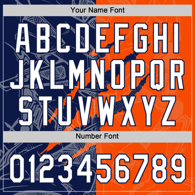 Custom Graffiti Pattern White Orange-Navy 3D Scratch Two-Button Unisex Softball Jersey