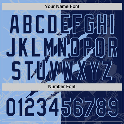 Custom Graffiti Pattern Navy-Light Blue 3D Scratch Two-Button Unisex Softball Jersey