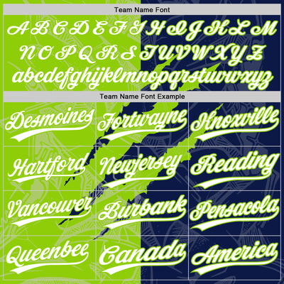 Custom Graffiti Pattern White Navy-Neon Green 3D Scratch Two-Button Unisex Softball Jersey