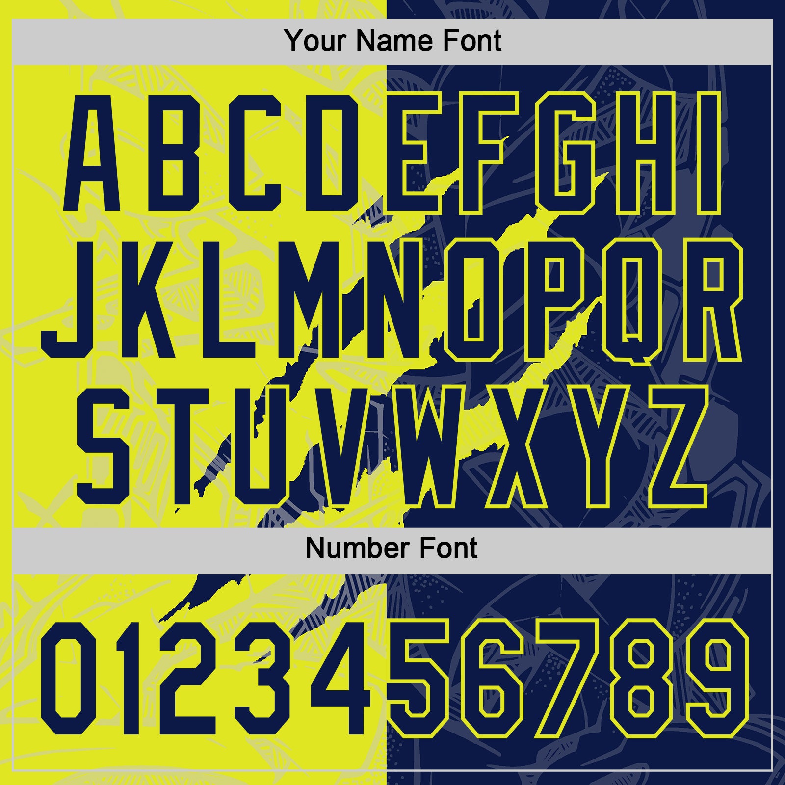 Custom Graffiti Pattern Navy-Neon Yellow 3D Scratch Two-Button Unisex Softball Jersey