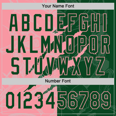 Custom Graffiti Pattern Green-Medium Pink 3D Scratch Two-Button Unisex Softball Jersey