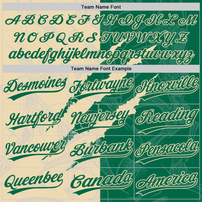 Custom Graffiti Pattern Kelly Green-Cream 3D Scratch Two-Button Unisex Softball Jersey