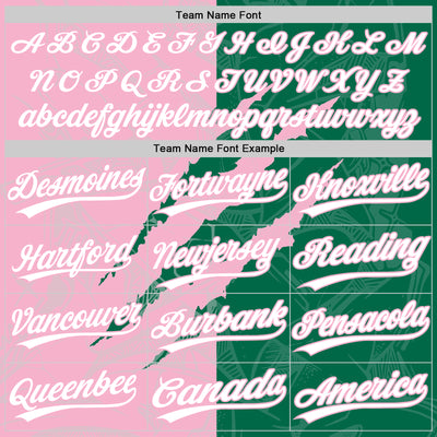 Custom Graffiti Pattern White Kelly Green-Light Pink 3D Scratch Two-Button Unisex Softball Jersey