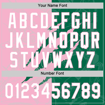 Custom Graffiti Pattern White Kelly Green-Light Pink 3D Scratch Two-Button Unisex Softball Jersey