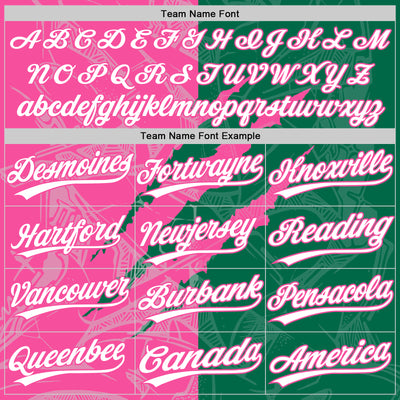 Custom Graffiti Pattern White Kelly Green-Pink 3D Scratch Two-Button Unisex Softball Jersey