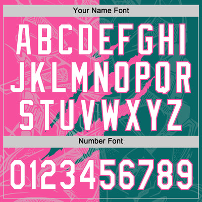 Custom Graffiti Pattern White Teal-Pink 3D Scratch Two-Button Unisex Softball Jersey