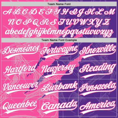 Custom Graffiti Pattern White Purple-Pink 3D Scratch Two-Button Unisex Softball Jersey